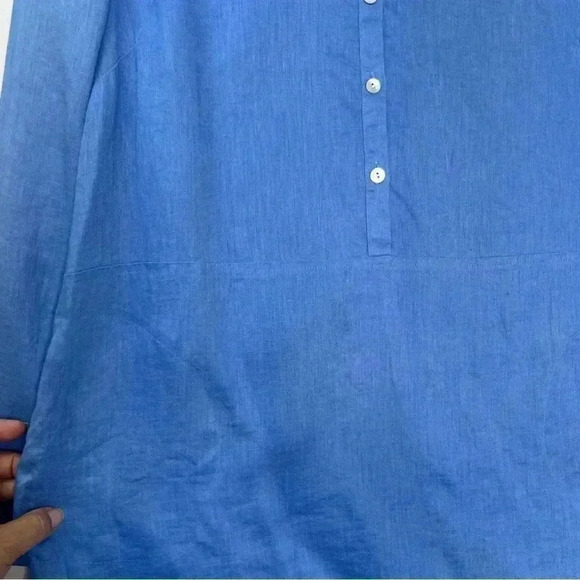 J. Jill Love Linen Roll Sleeves Pockets Lagenlook Beach Tunic Shirt Sz MP‎ - Picture 6 of 13